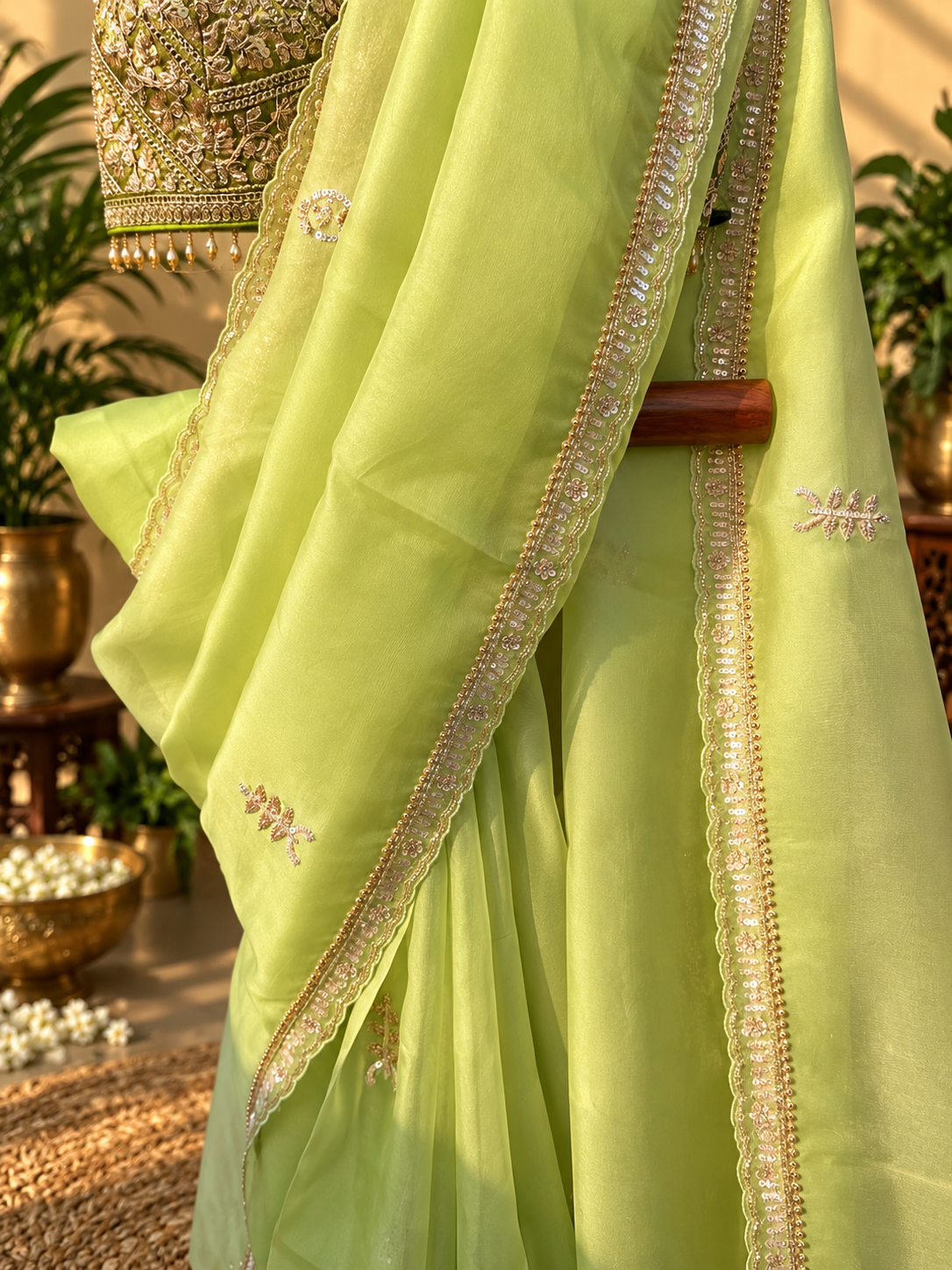 Apple Martini - Pure Organza Handwork Saree