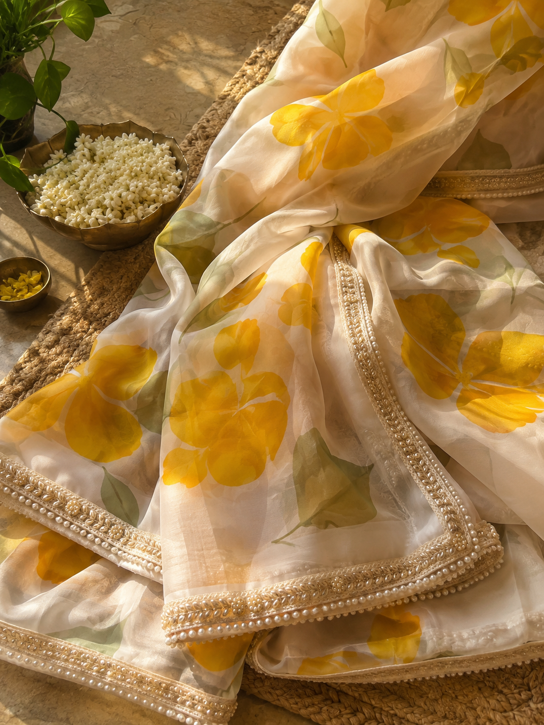 Marigold- Organza Floral saree